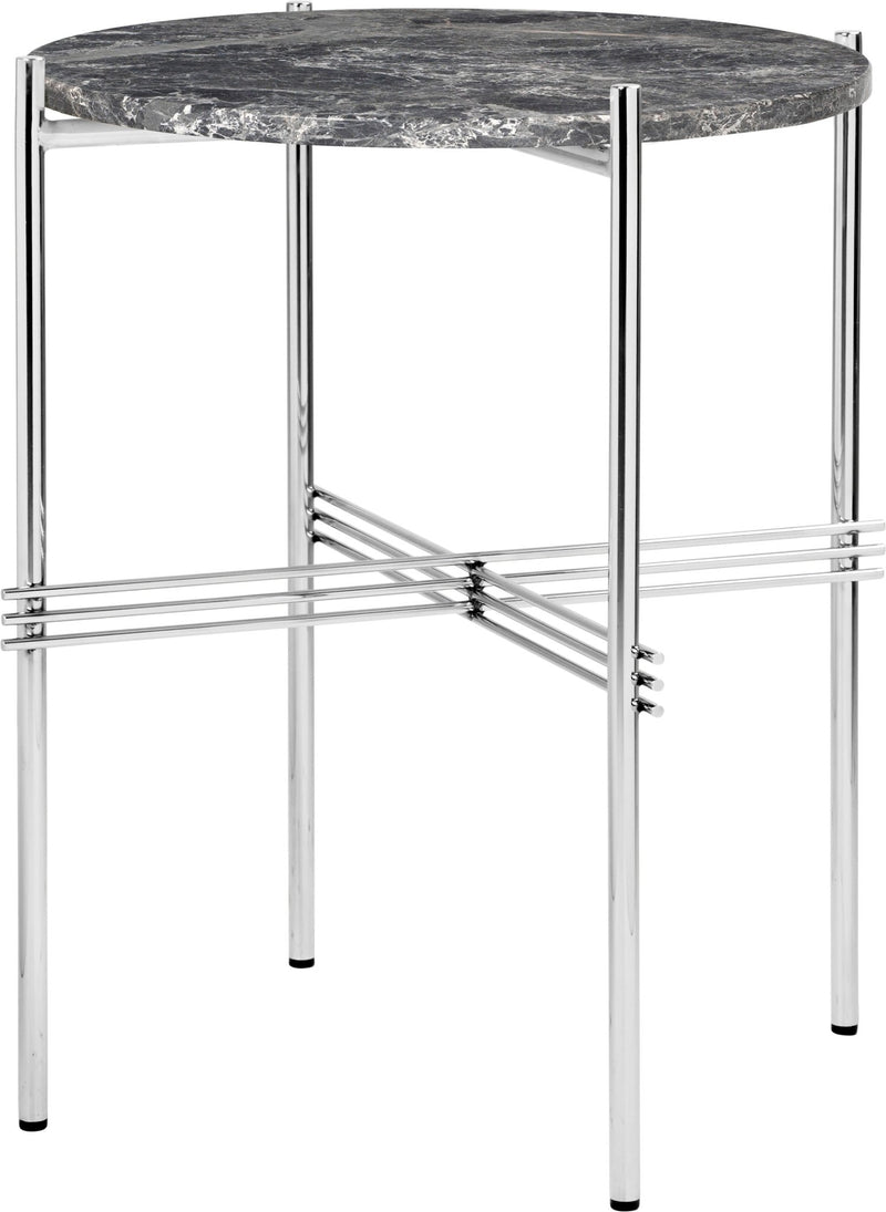 TS Side Table Round - Polished Steel - Gubi - Tables + Desks - Black Marquina Marble - HORNE