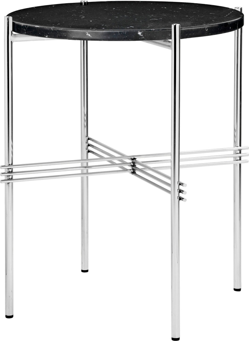 TS Side Table Round - Polished Steel - Gubi - Tables + Desks - Black Marquina Marble - HORNE