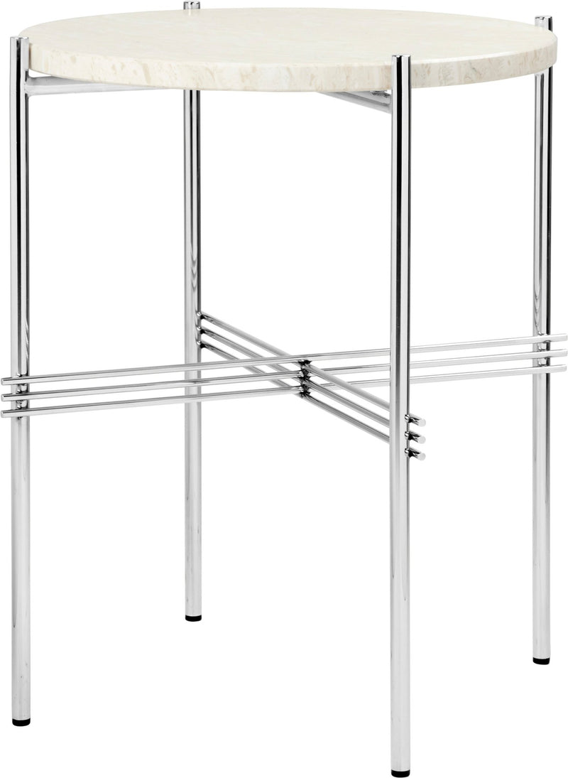 TS Side Table Round - Polished Steel - Gubi - Tables + Desks - Black Marquina Marble - HORNE