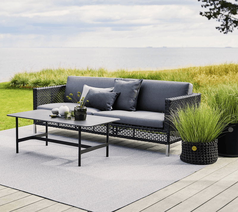 Twist Rectangle Coffee Table - Cane Line - Tables + Desks - Lava Grey - Fossil Black Ceramic - HORNE