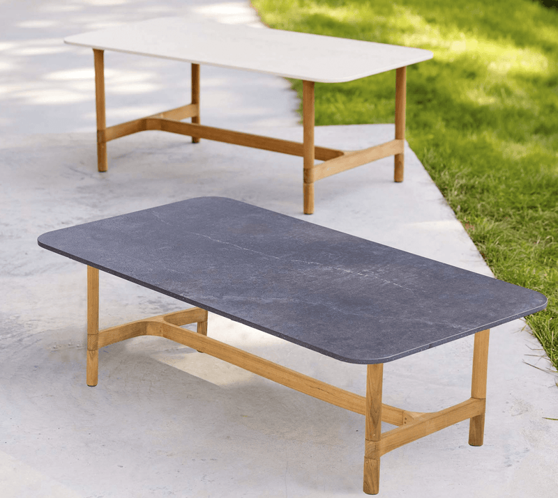 Twist Rectangle Coffee Table - Cane Line - Tables + Desks - Lava Grey - Fossil Black Ceramic - HORNE