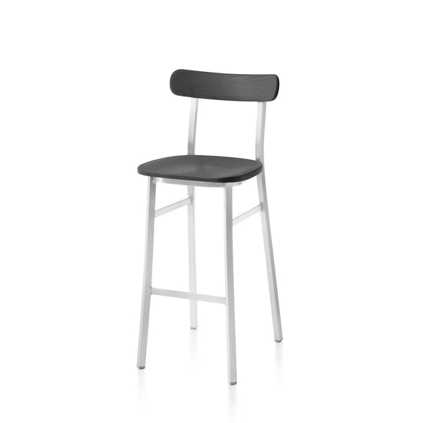 Utility Bar Stool - Emeco - Stools + Benches + Ottomans - Hand Brushed - Dark Ash - HORNE