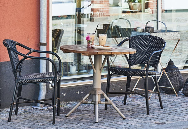 Valerie Arm Chair AluRattan - Sika Design - Outdoor Furniture - Almond - White / Cappuccino Dots - HORNE