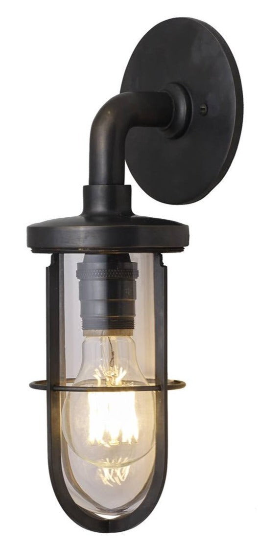 Weatherproof Ship's Well Wall Light - Davey Lighting - Outdoor Lights - Polished Brass, Clear Glass - HORNE