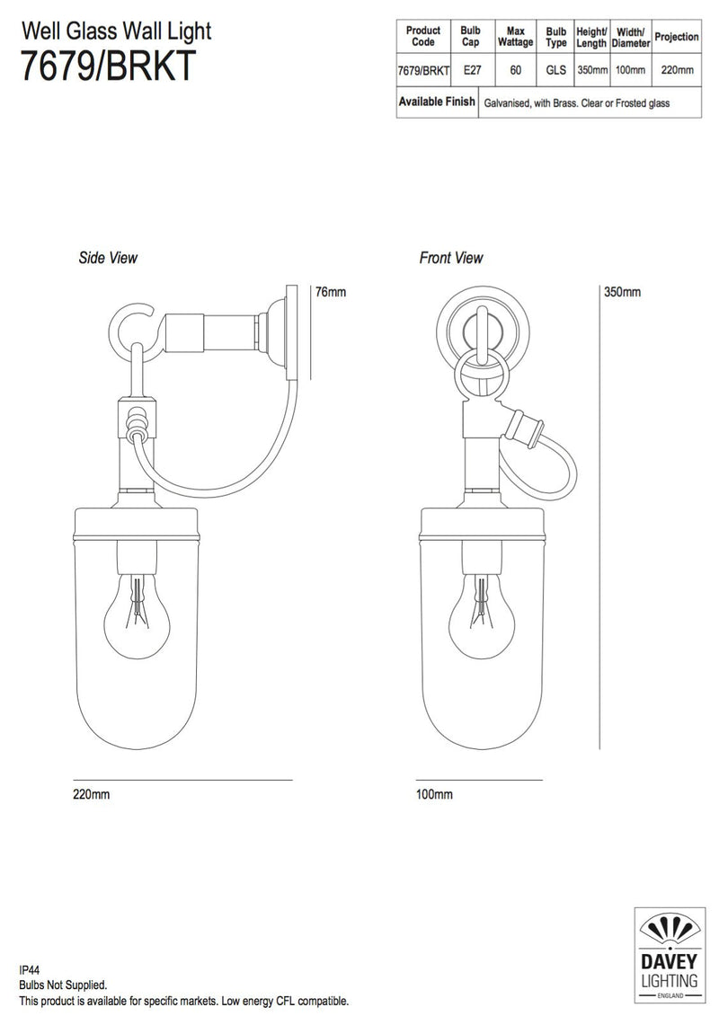Well Glass Wall Light 7679 - Davey Lighting - Outdoor Lights - Clear Glass - HORNE