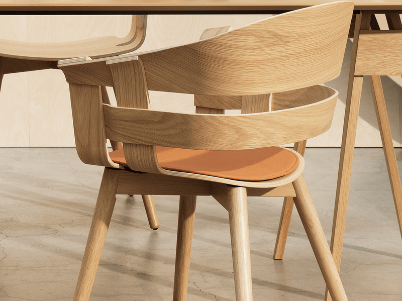 Wick Chair - Design House Stockholm - Chairs - Oak Seat/Grey Swivel Base - Add Anthracite Seat Cushion - HORNE