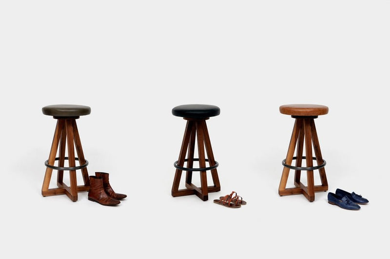 X3 Stool - Artless - Stools + Benches + Ottomans - Walnut - Blackbean - Blackened Steel - HORNE